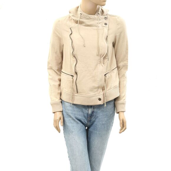 Free People We The Free Carmen Moto Jacket Top Hoodie Zip Up Solid L 273794 - Picture 6 of 10